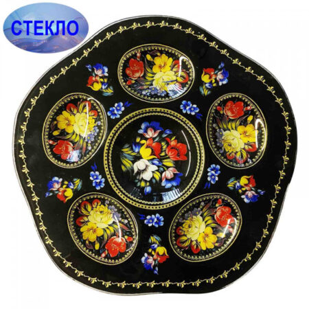 Πασχαλινό πιάτο γυάλινο για 5 αυγά και Πασχαλινό Κουλίτς, διάμετρος 20 cm