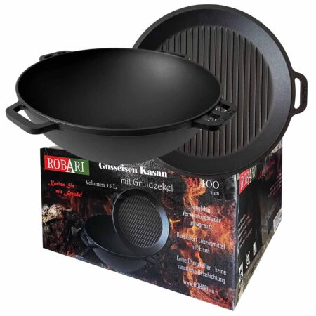 Казан чугунный 15 л, Wok Asia с крышкой-сковородой гриль