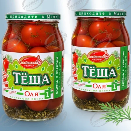 Маринованные томаты-сливка с укропом, Оля н.1 880ml